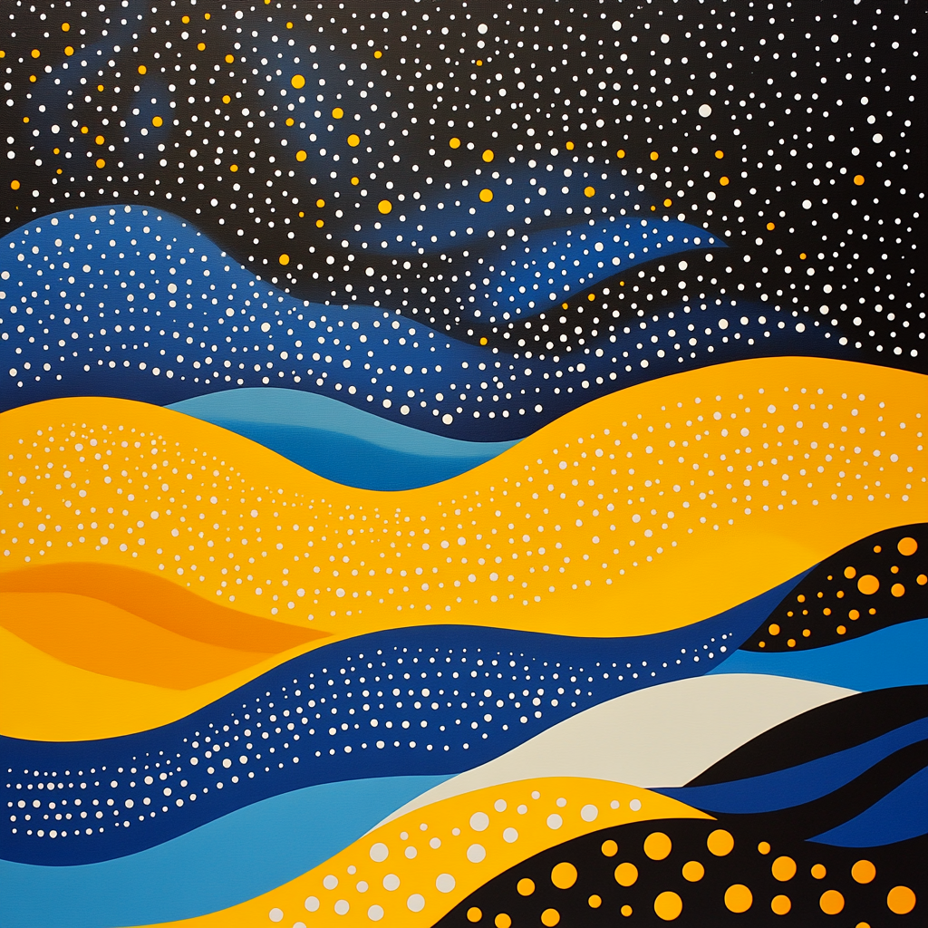 Yayoi Kusama Inspired Polka Nebula Rhythm paint by color