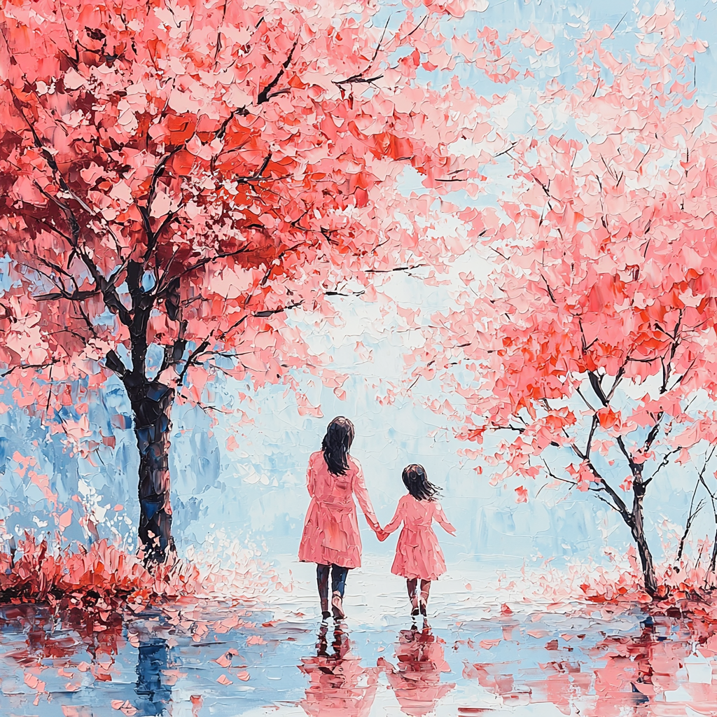 Cherished Moments Under Cherry Blossoms Paint By Color