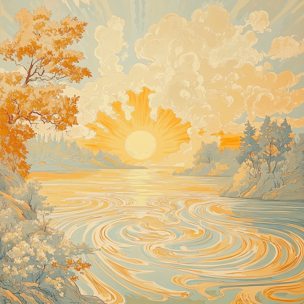 Alphonse Mucha Inspired Radiant Dawn Tranquility Numbered Painting Kits