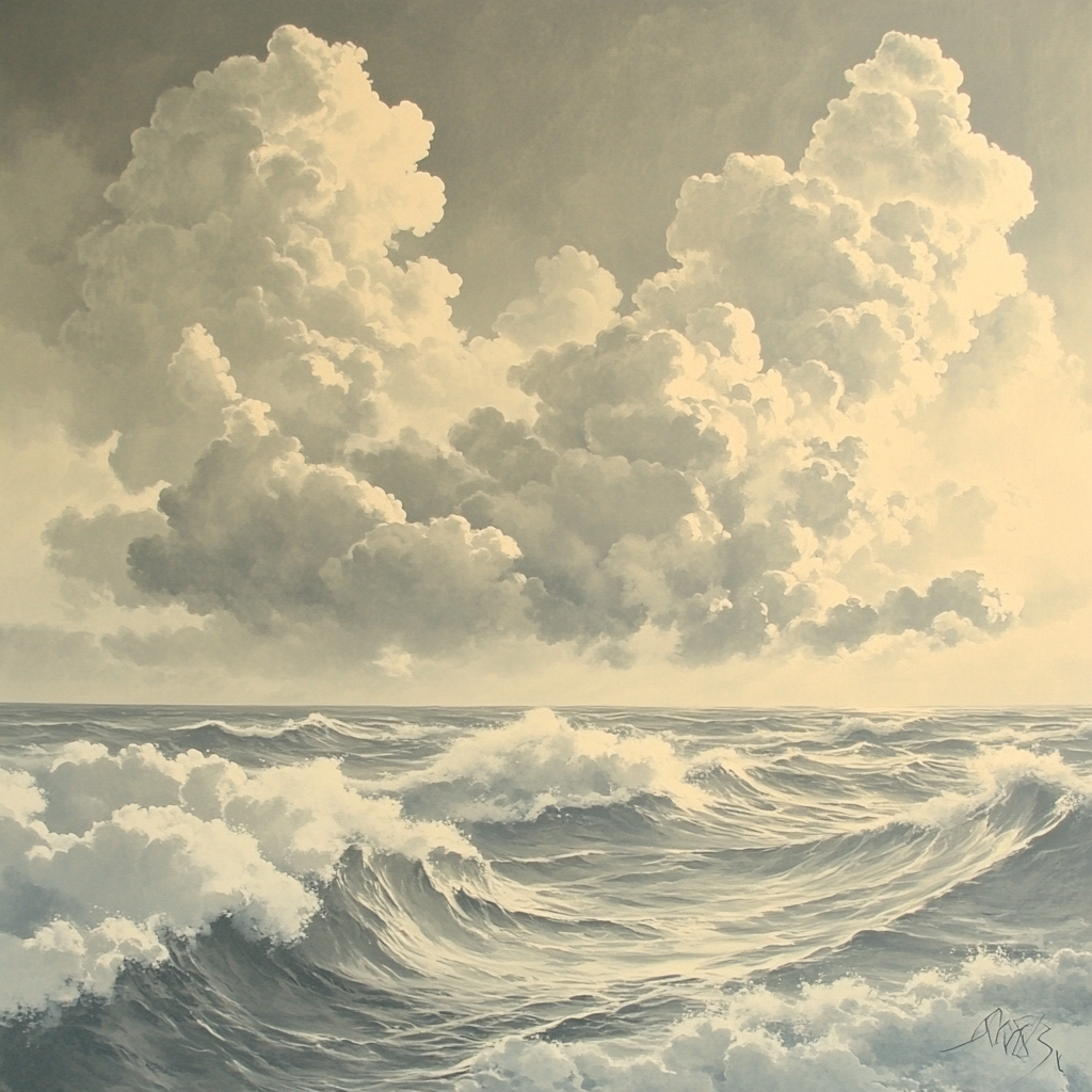 Michelangelo Inspired Cloud Waves Number painting