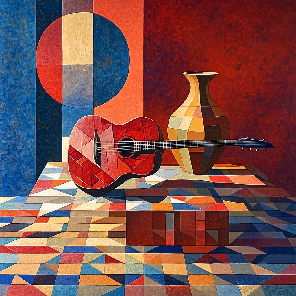 Pablo Picasso Inspired Fragmented Still Life With Guitar And Vase painting number kit