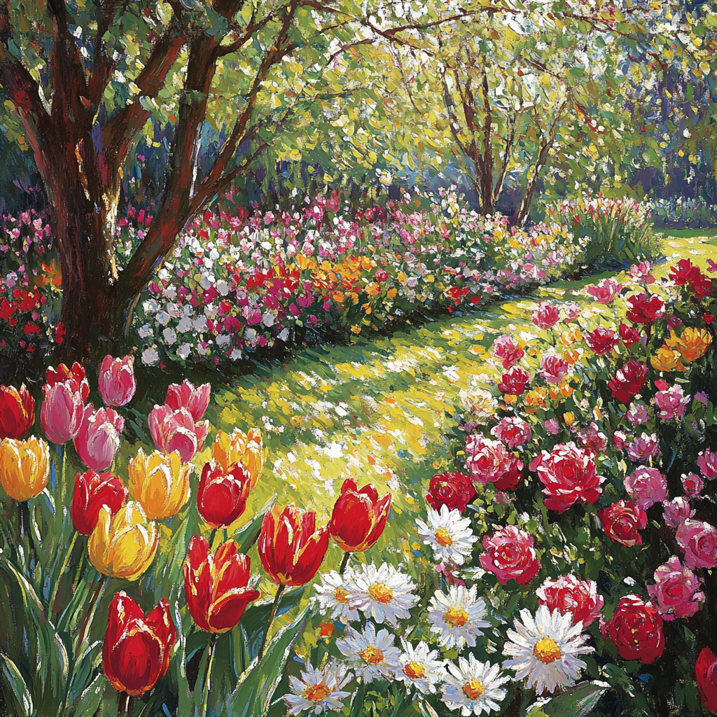 Claude Monet Inspired Garden In Spring paint by numbers