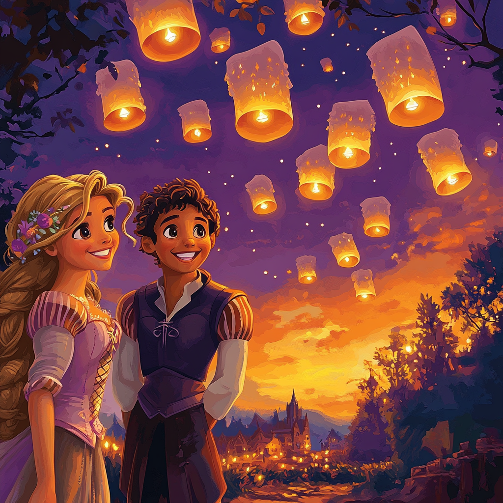 Rapunzel Lantern Festival Glow paint by numbers