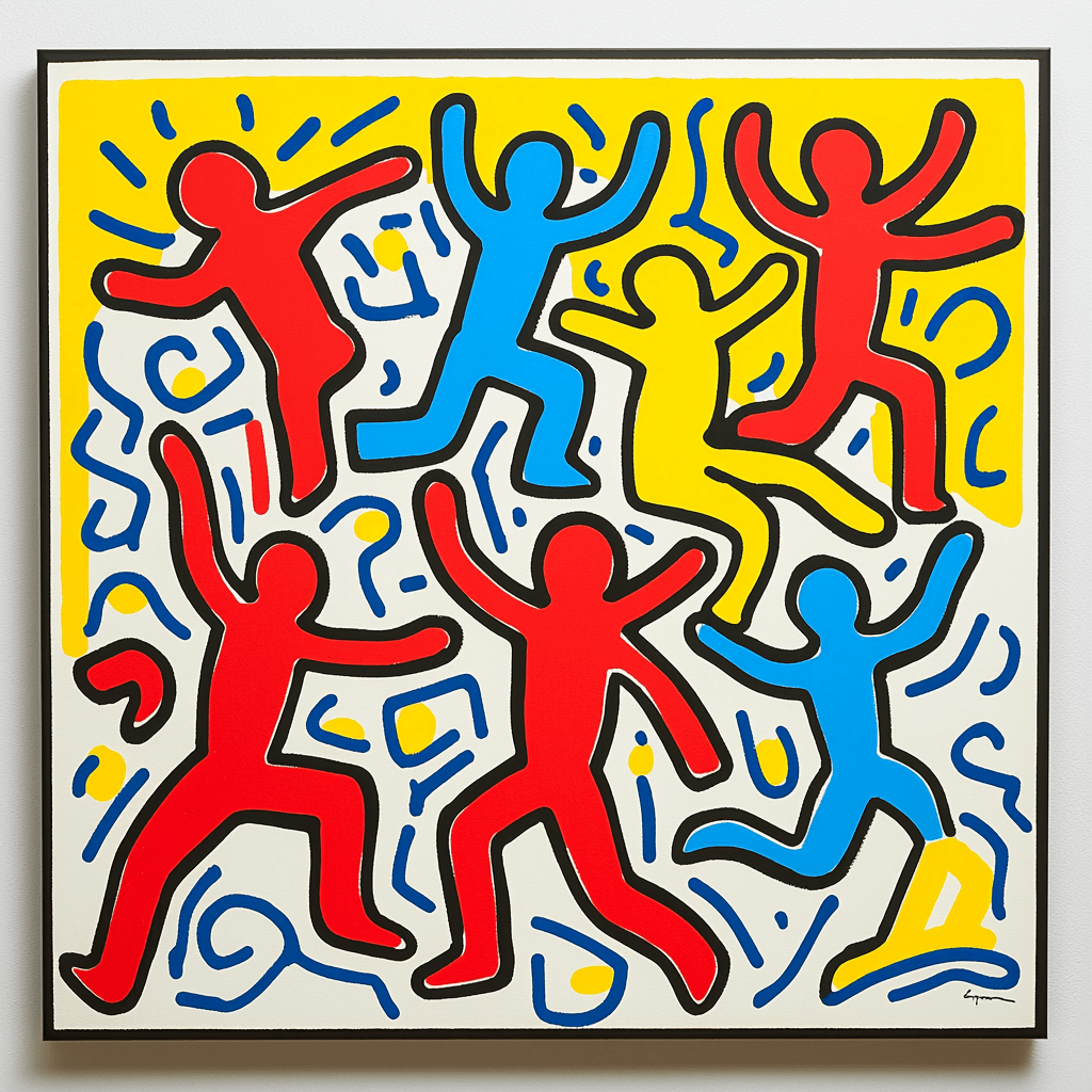 Keith Haring Inspired Colorful Friends DIY Paint By Numbers