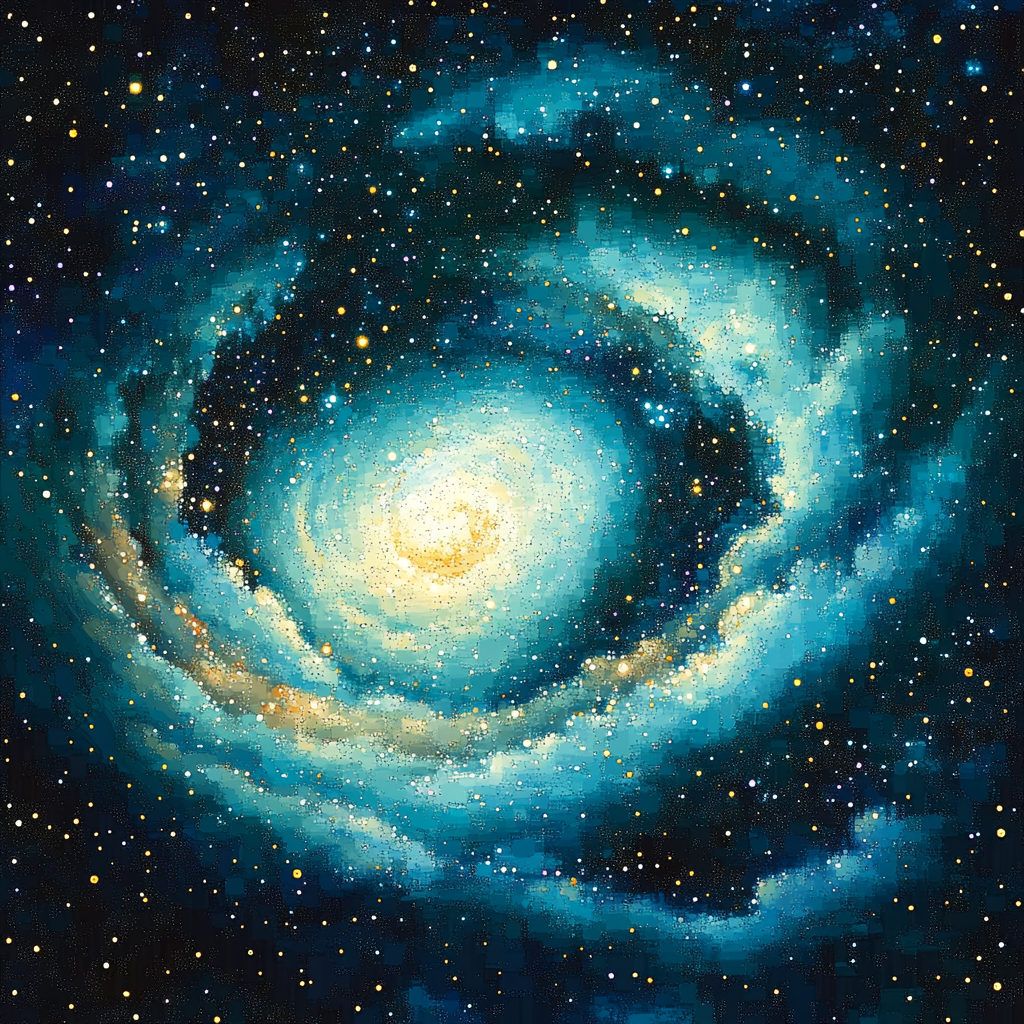 Georges Seurat Inspired Celestial Nebula paint by number