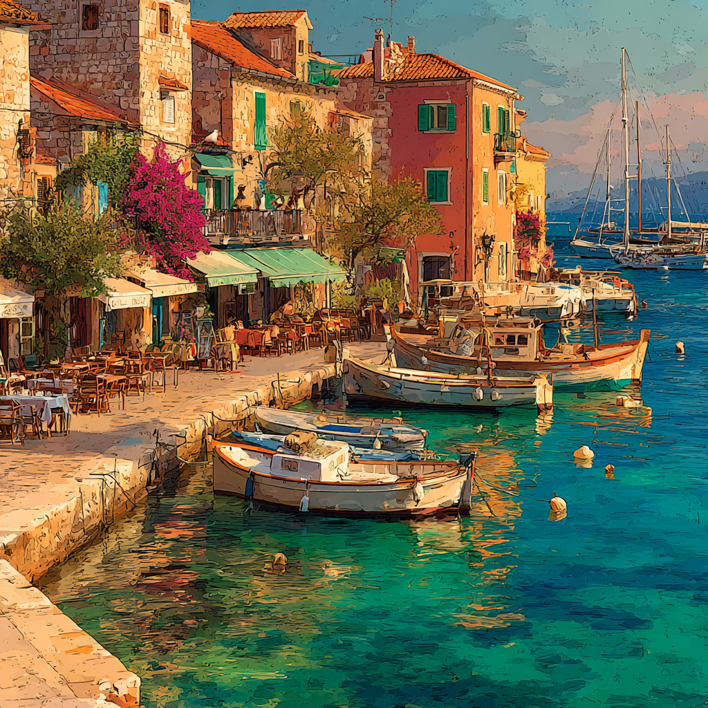 Old Port Waterfront Marseille France Number painting