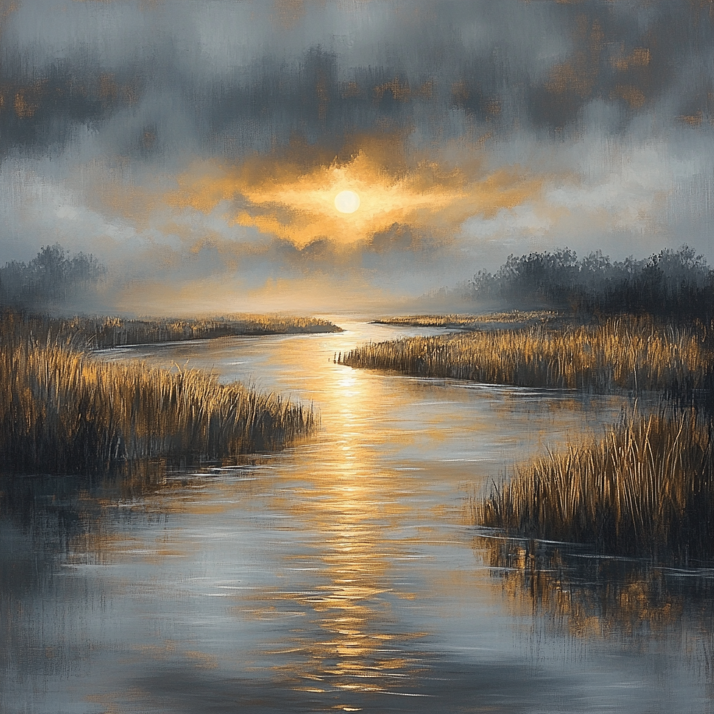 Rembrandt Inspired River Bend With Golden Shaft Of Light Numbered painting kits