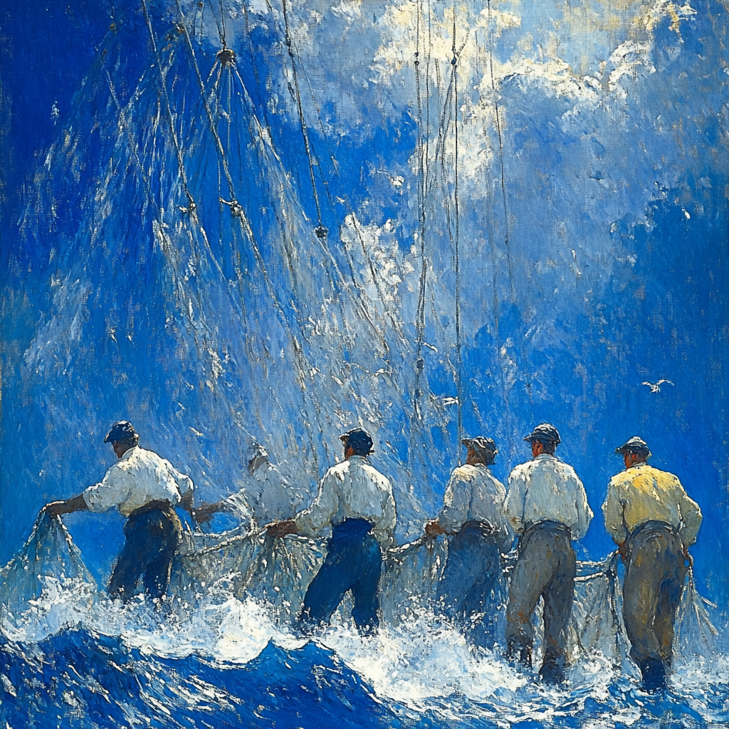 Winslow Homer Inspired Coastal Fishermen Number painting
