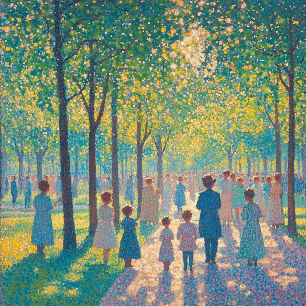 Seurat Inspired Sunlit Park painting number kit