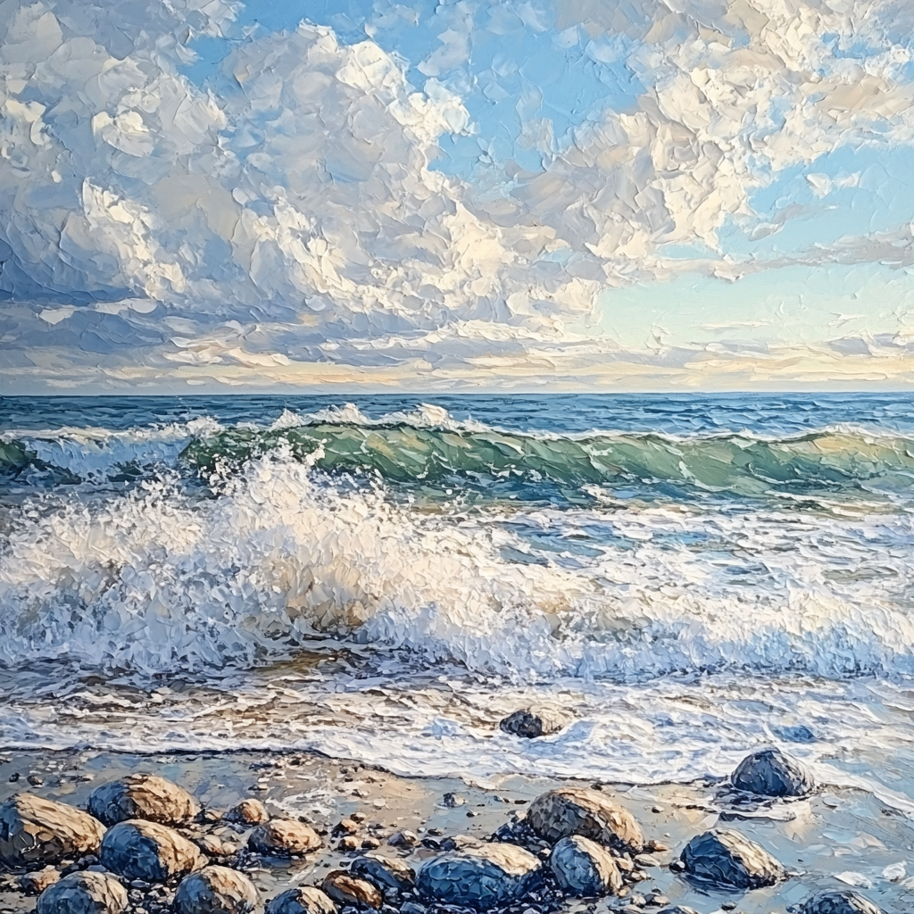 Gustave Courbet Inspired Rocky Shore Paint by numbers art
