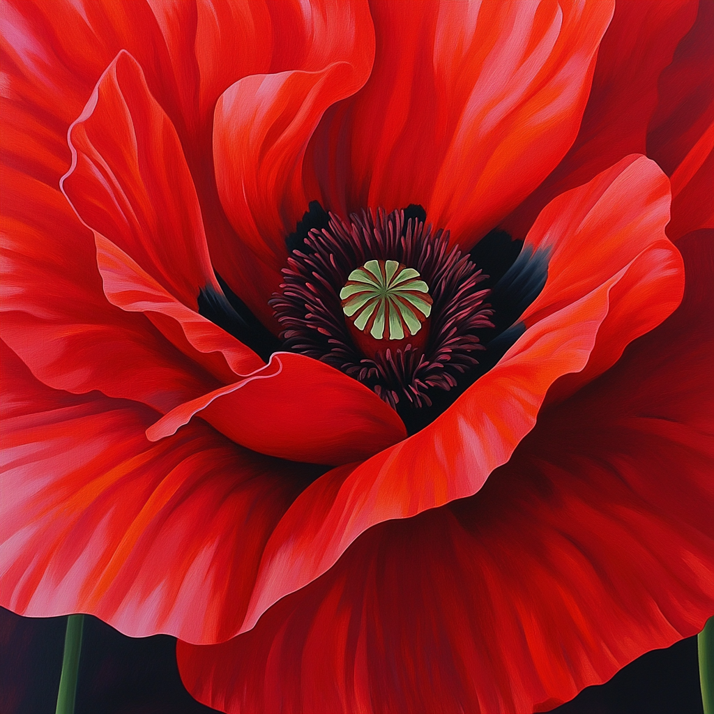 Georgia OKeeffe Inspired Red Poppy Close Up DIY paint by numbers