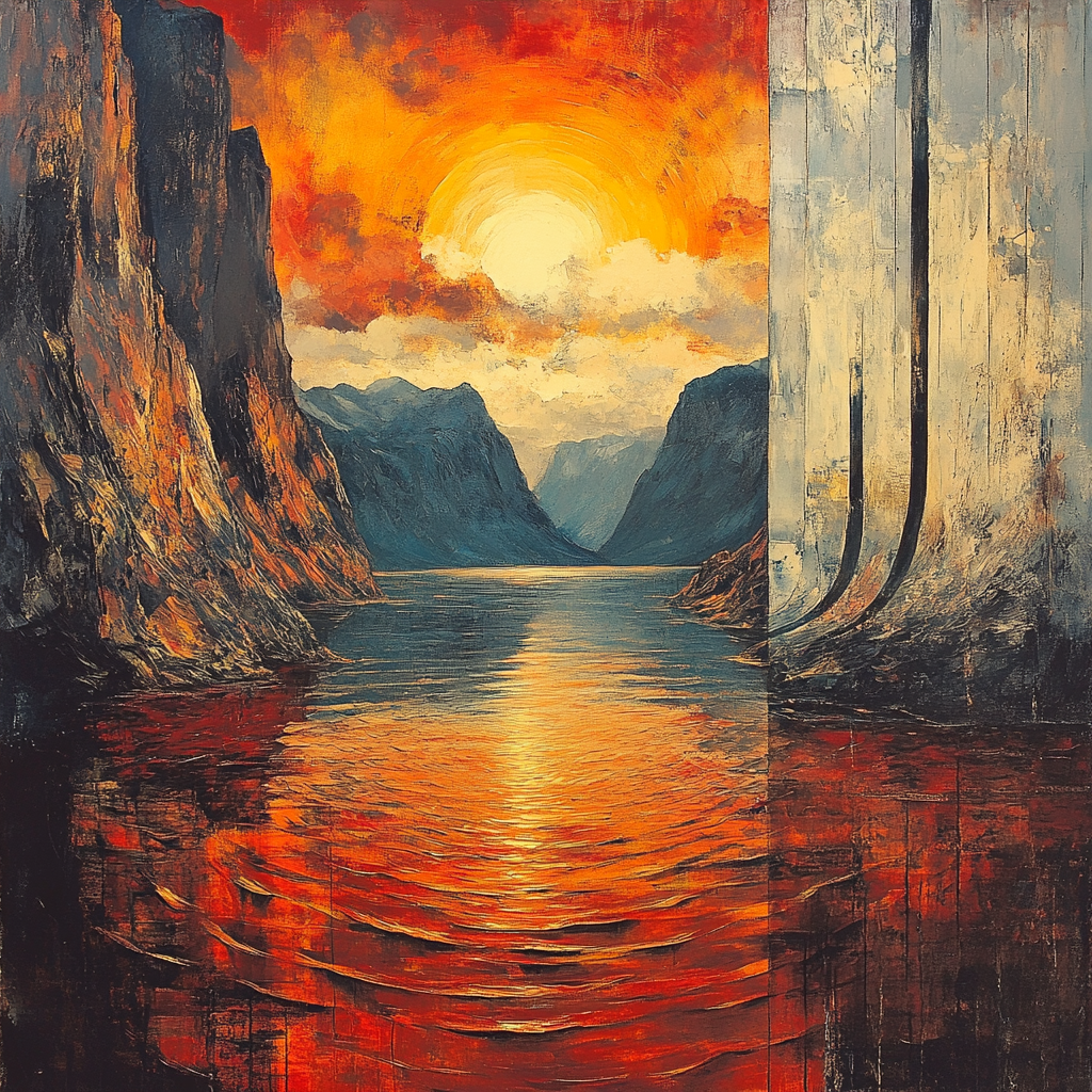 Edvard Munch Inspired Fjord Sunset painting number kit