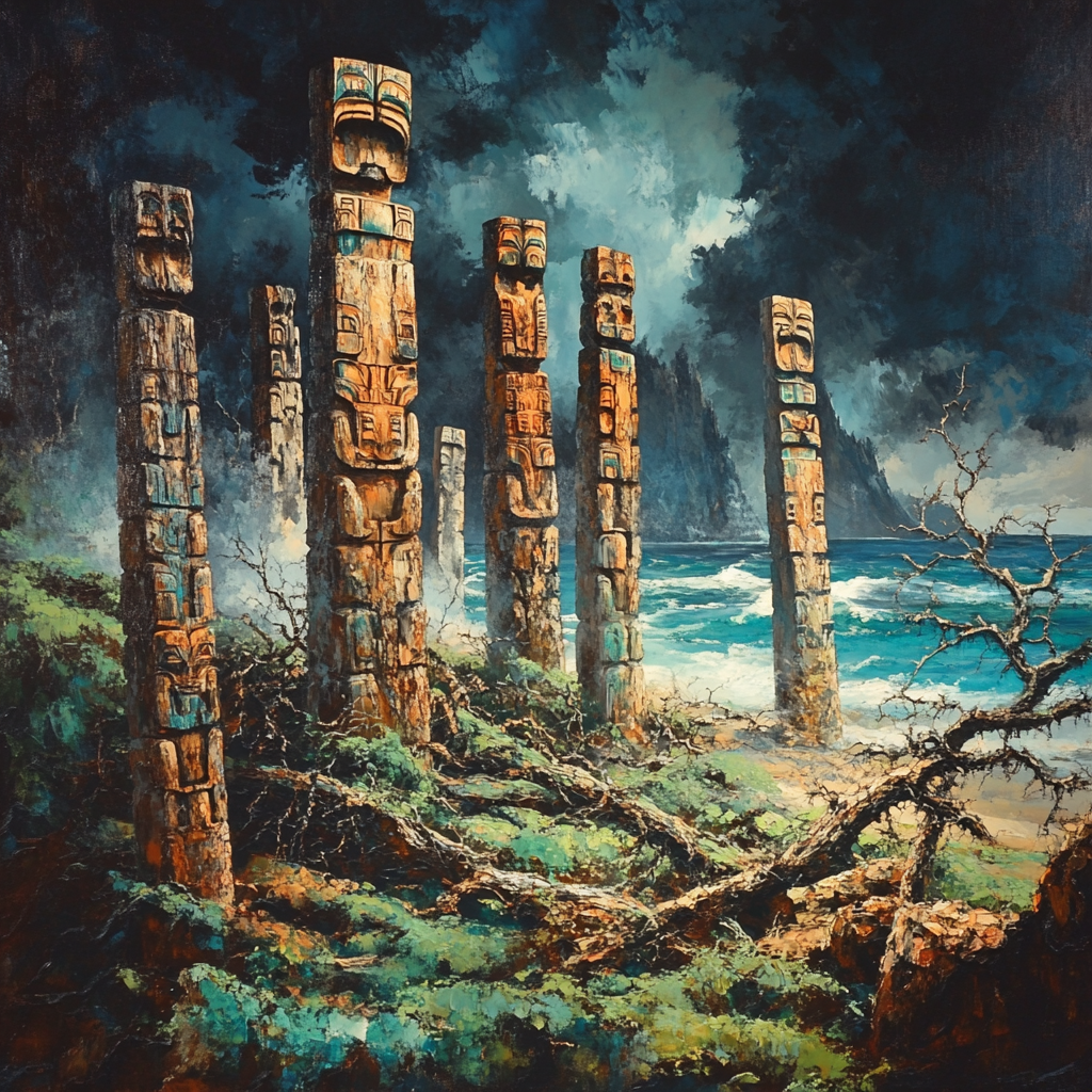 Emily Carr Inspired Totem Grove Echoes Number painting