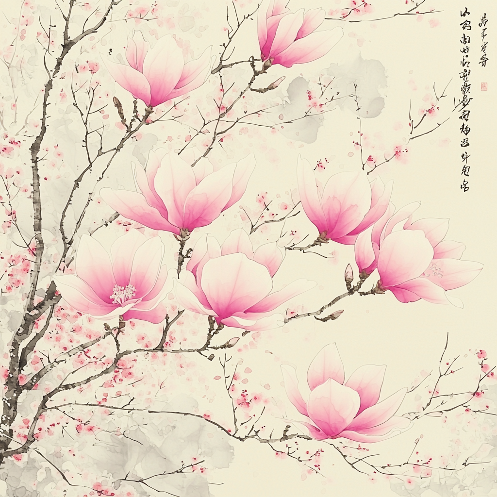 Zhao Mengfu Inspired Blossom In Ink Numbered Painting Kits