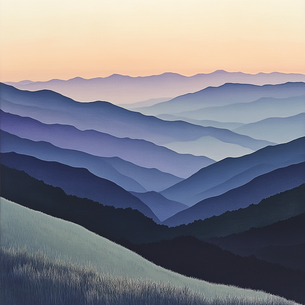 Hiroshige Inspired Distant Mountain Mist Paint by numbers kits