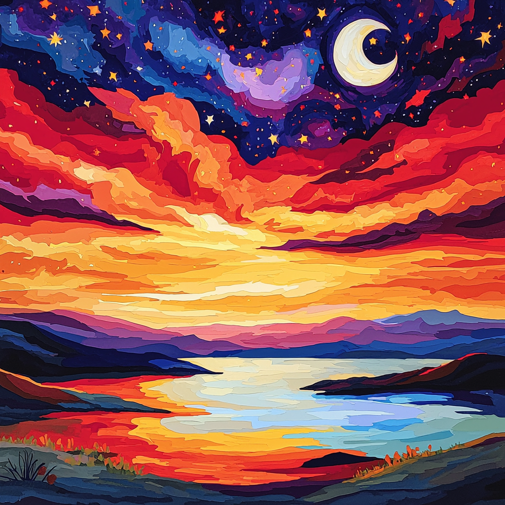 Paul Cézanne Inspired Celestial Sunset Harmony DIY Paint By Numbers