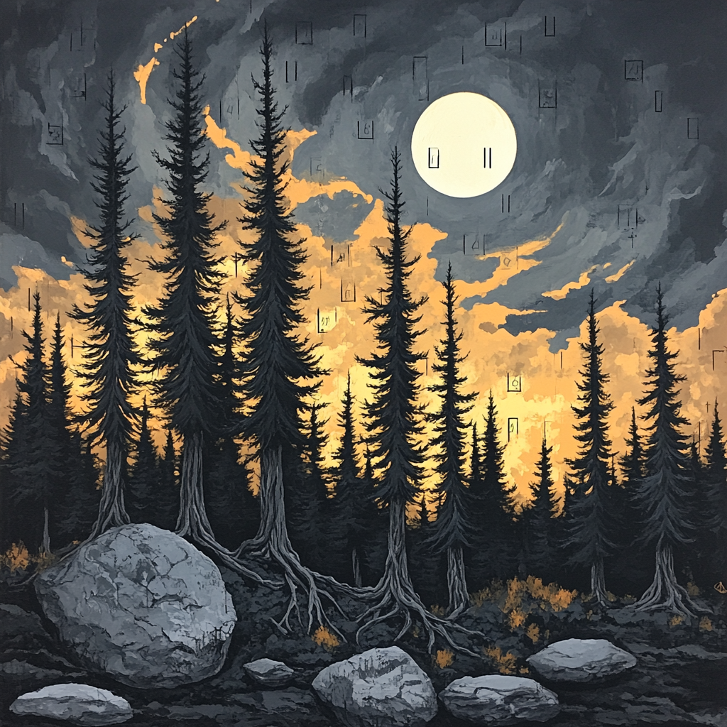 Francisco Goya Inspired Moonlit Sentinel Of Twisted Pines Number painting