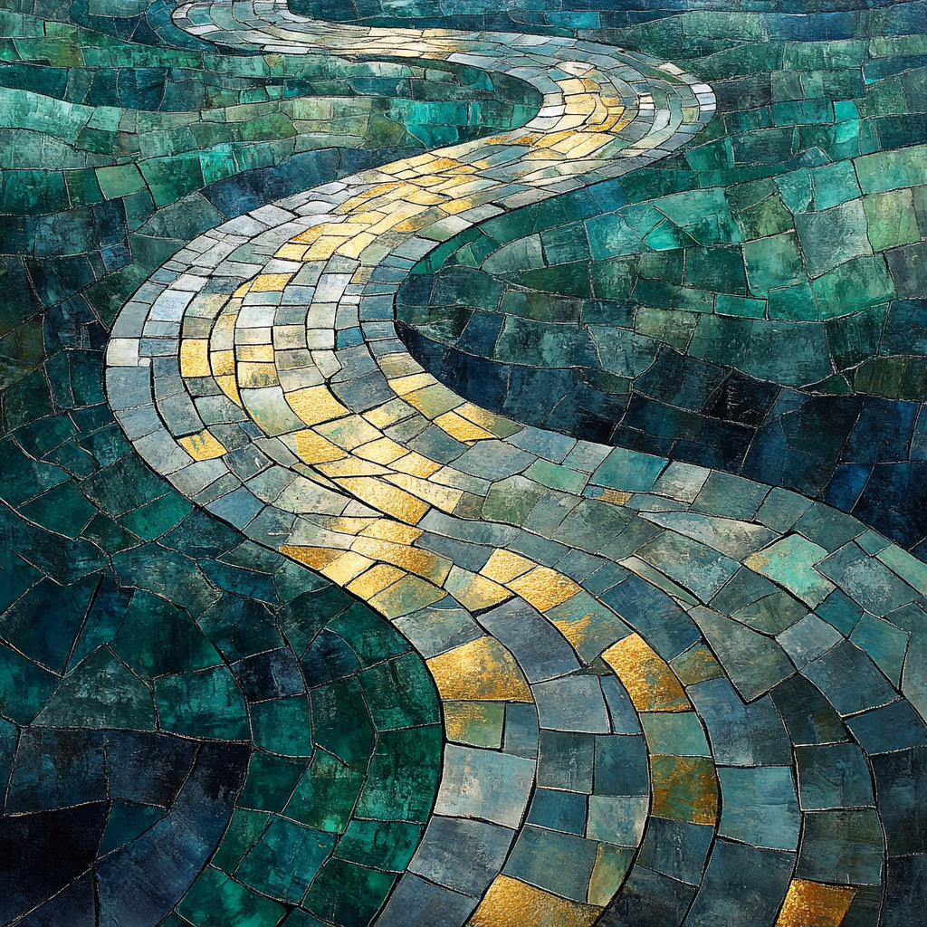 Jean-Paul Riopelle Inspired Impasto River Mosaic DIY paint by numbers