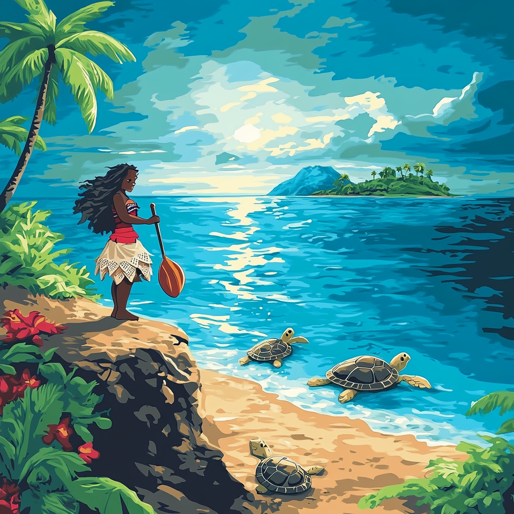 Moana Coastal Quest Disney Inspired Numbered painting kits