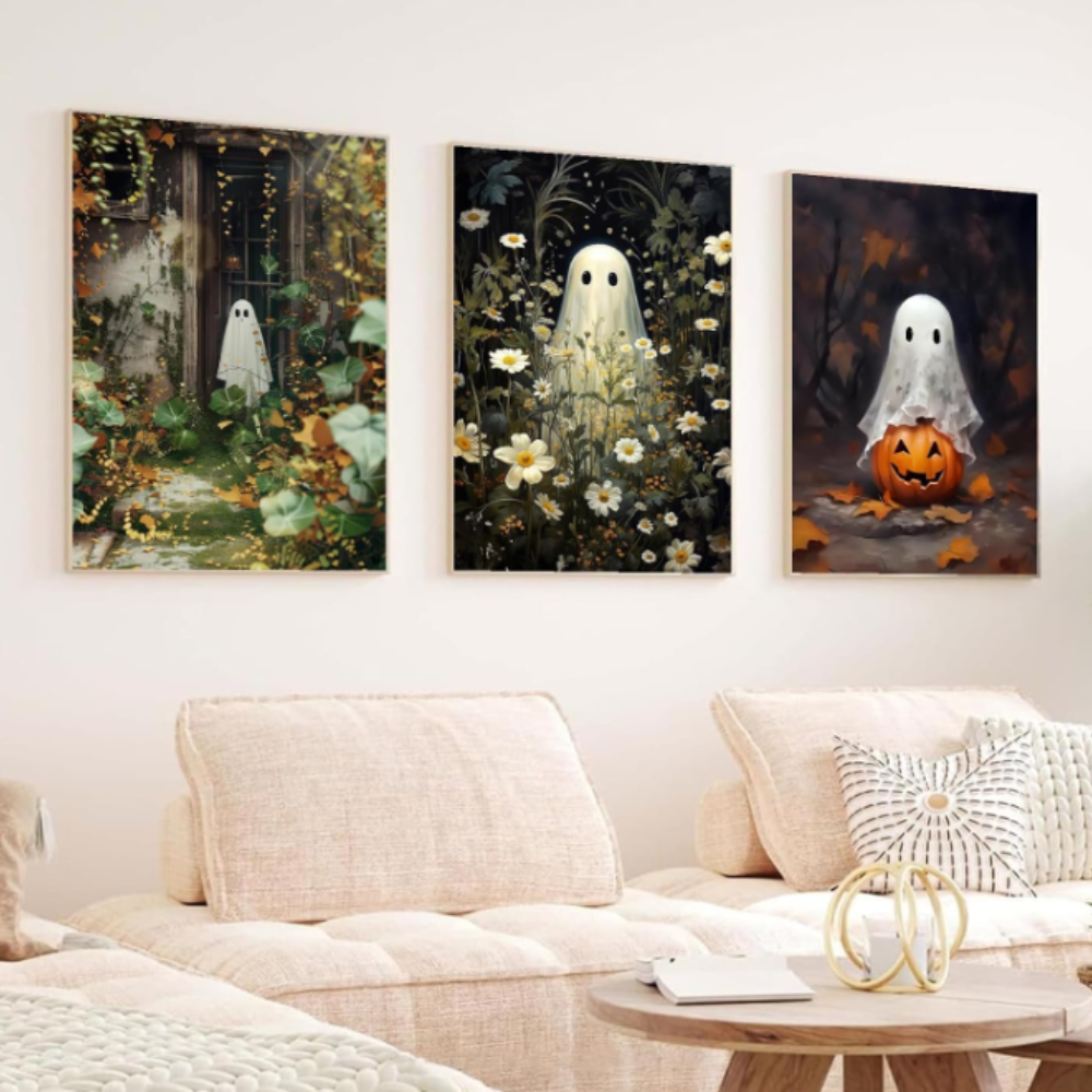 6 Pack Ghost Paint By Numbers Kit Halloween Canvas Art For Beginners