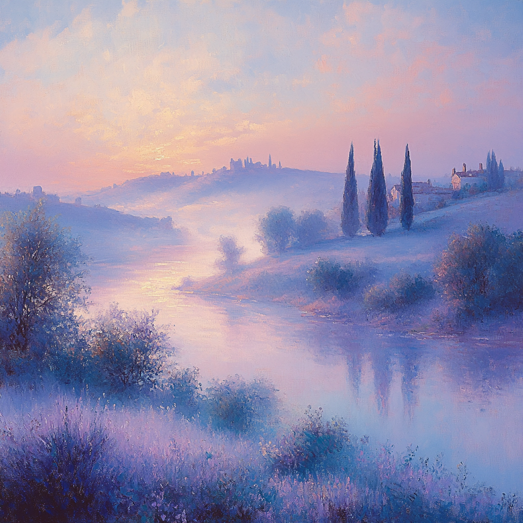 Claude Monet Inspired Misty Landscape At Sunrise Paint by numbers art