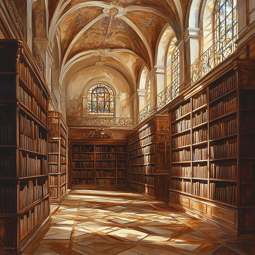 Leonardo Da Vinci Inspired Renaissance Library Interior paint by numbers