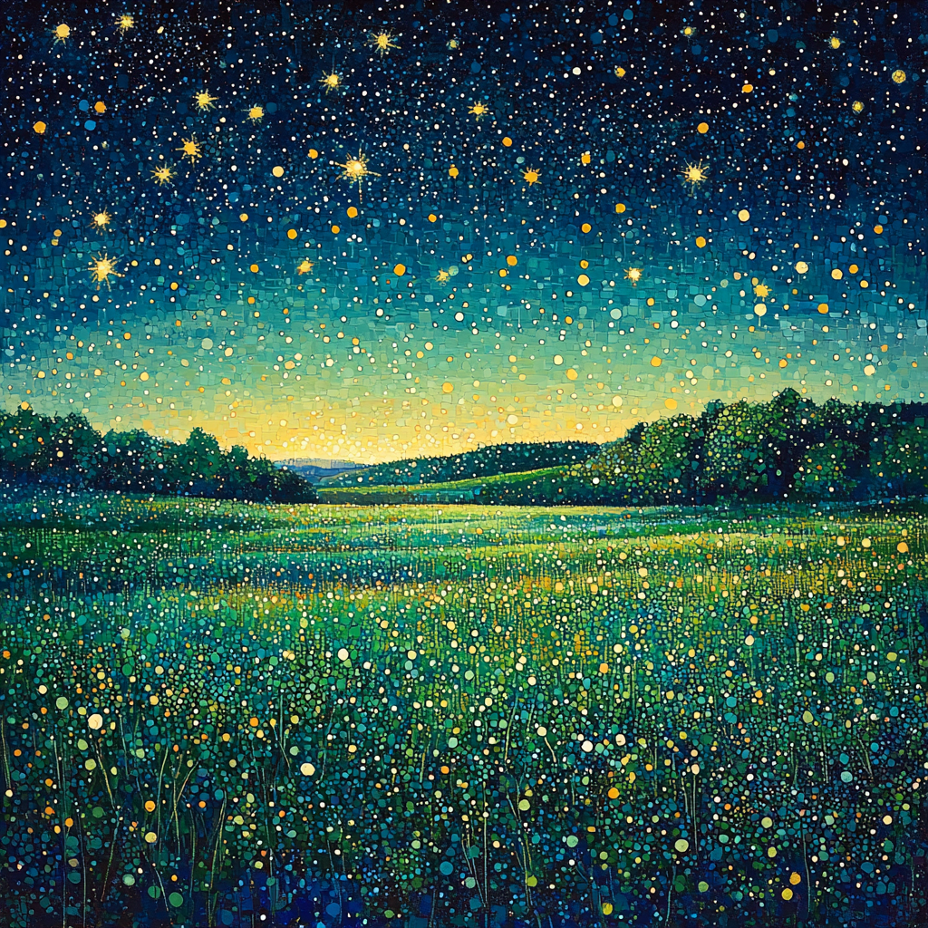 Georges Seurat Inspired Starry Meadow Symphony Paint By Numbers