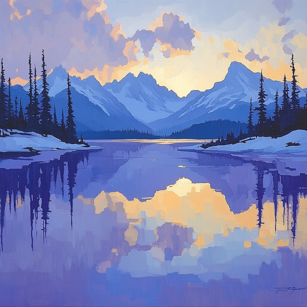 Lawren Harris Inspired Northern Lake Serenity DIY paint by numbers