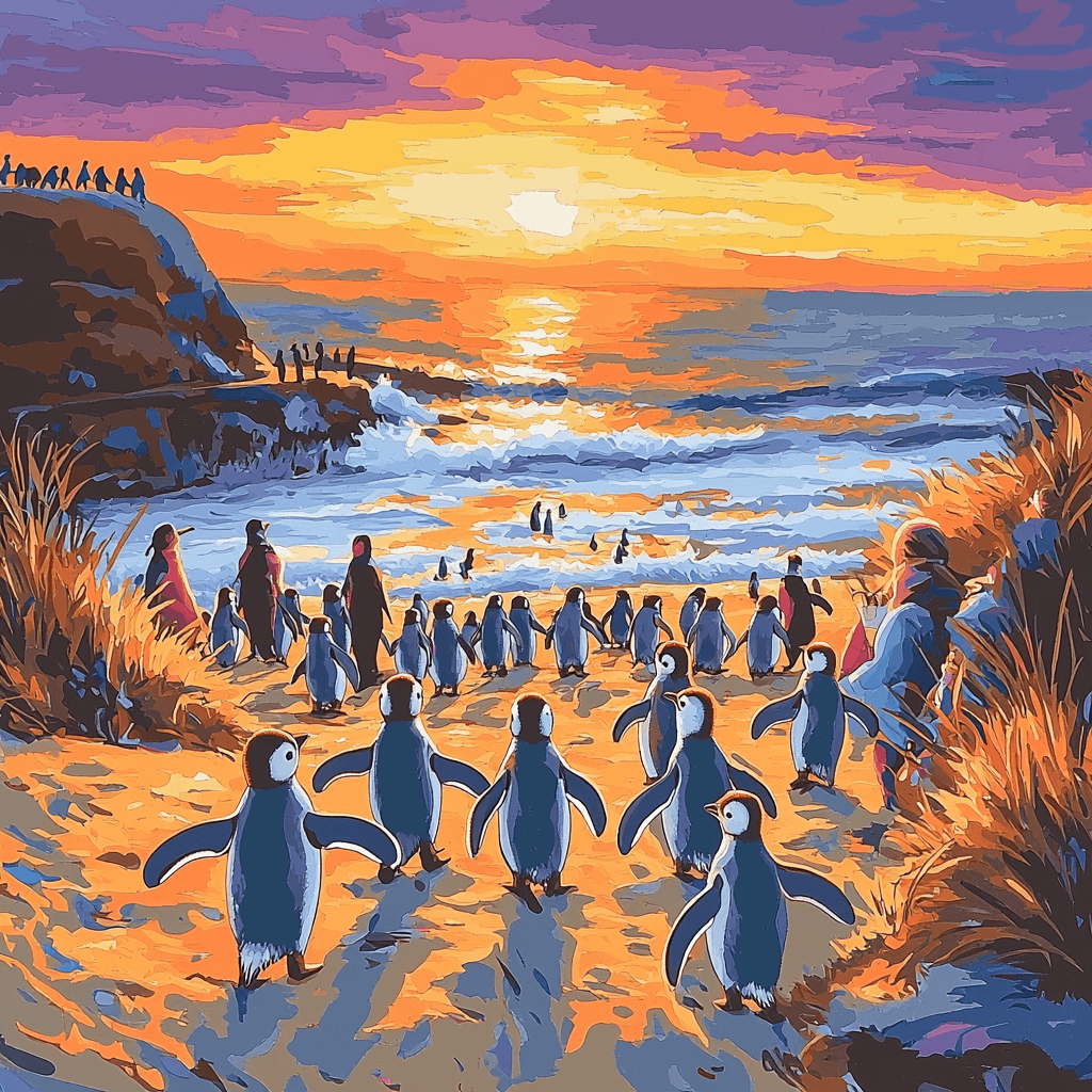 Penguin Parade At Phillip Island Numbered Painting Kits