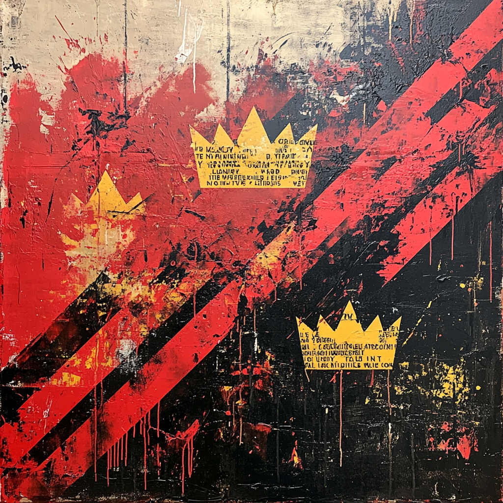 Jean-Michel Basquiat Inspired Cosmic Crown Patterns Number painting