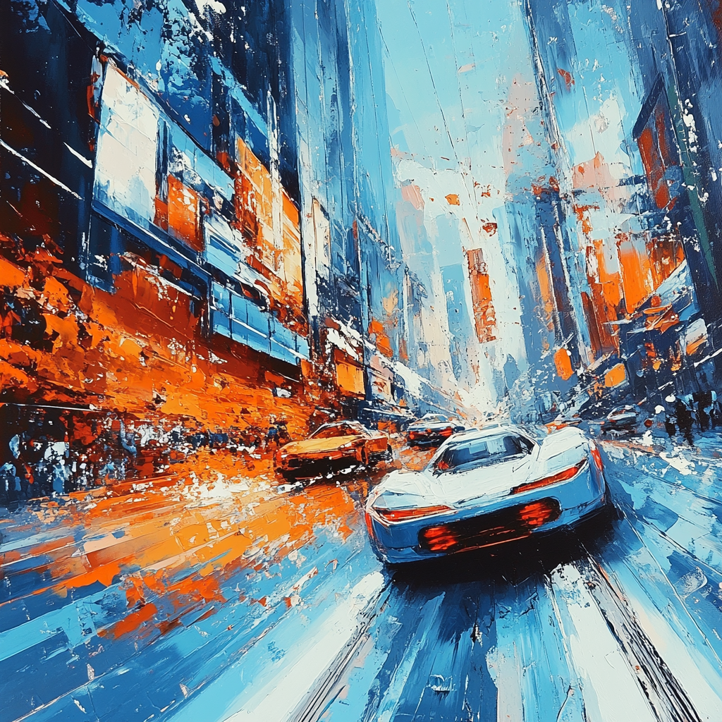 Boccioni Inspired Futuristic Street Paint by numbers art