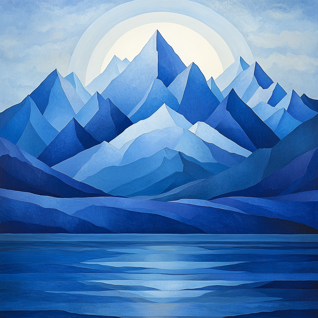 Lawren Harris Inspired Snow Capped Monoliths paint by number