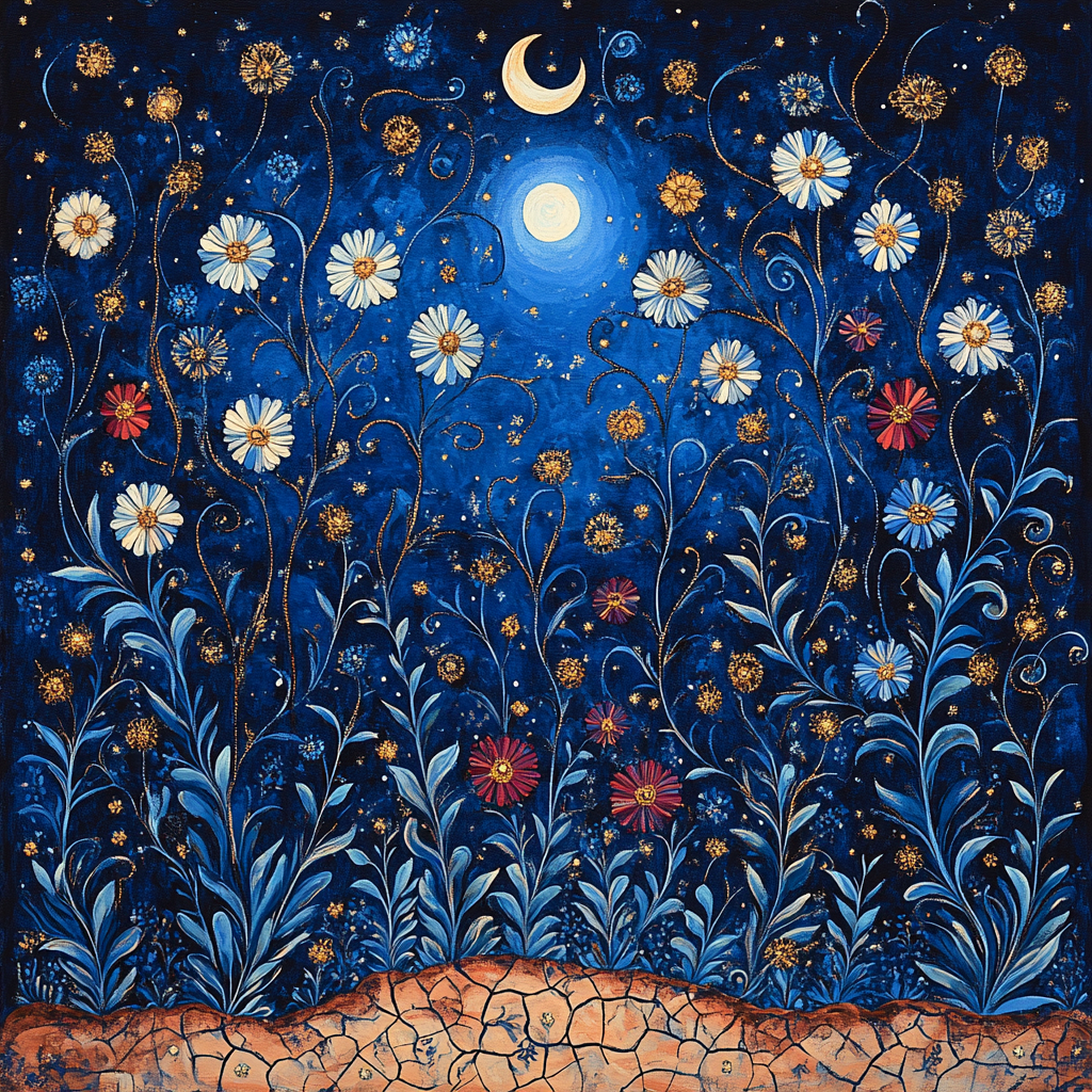 Frida Kahlo Inspired Moonlit Flora Lament paint by number