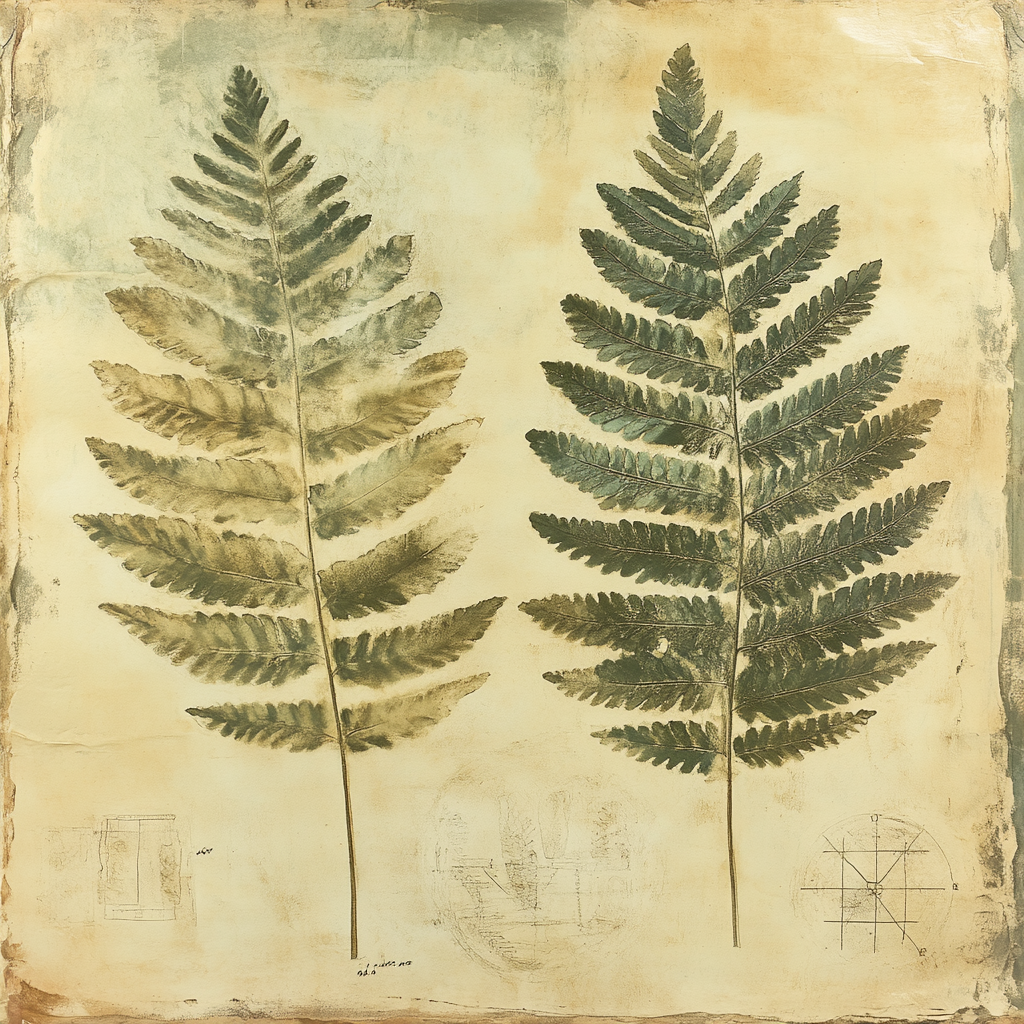 Leonardo Da Vinci Inspired Fossilized Ferns Number painting