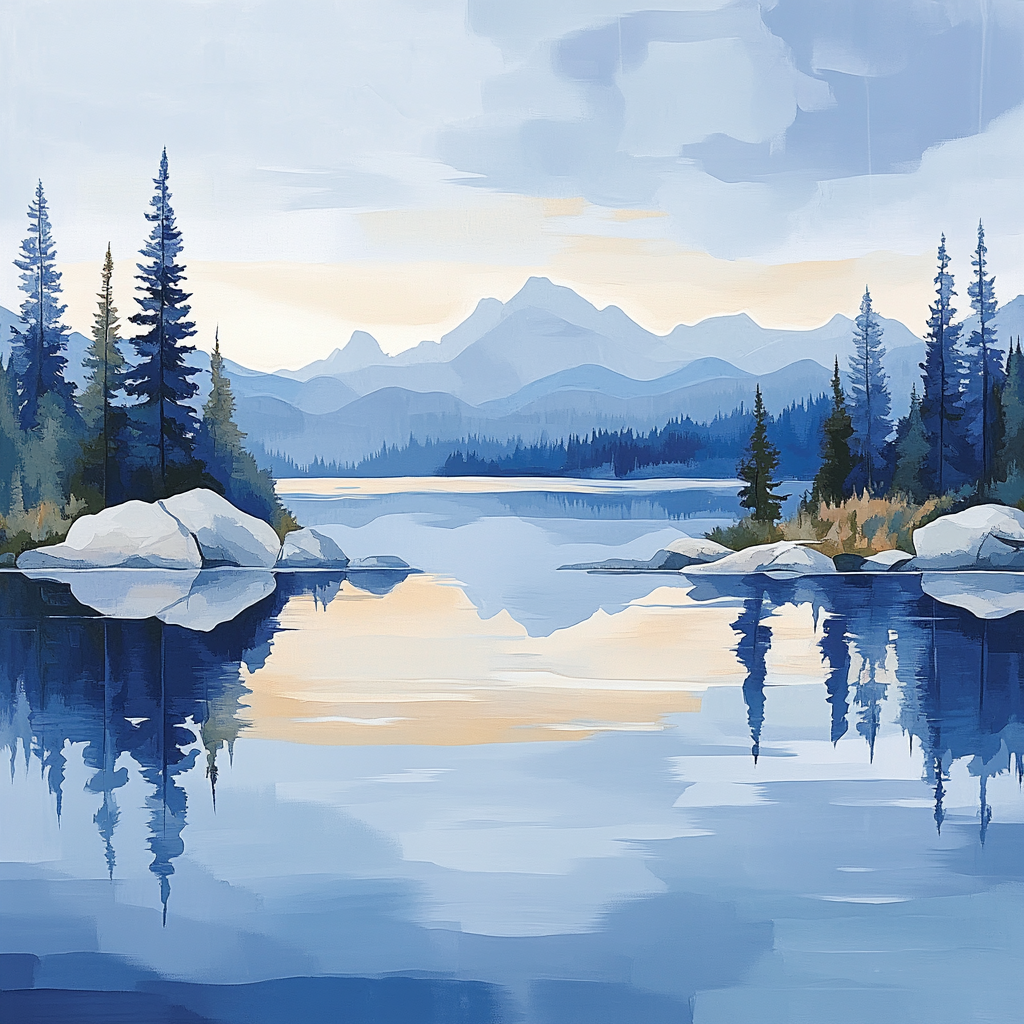 Lawren Harris Inspired Windswept Northern Lake Panorama painting number kit