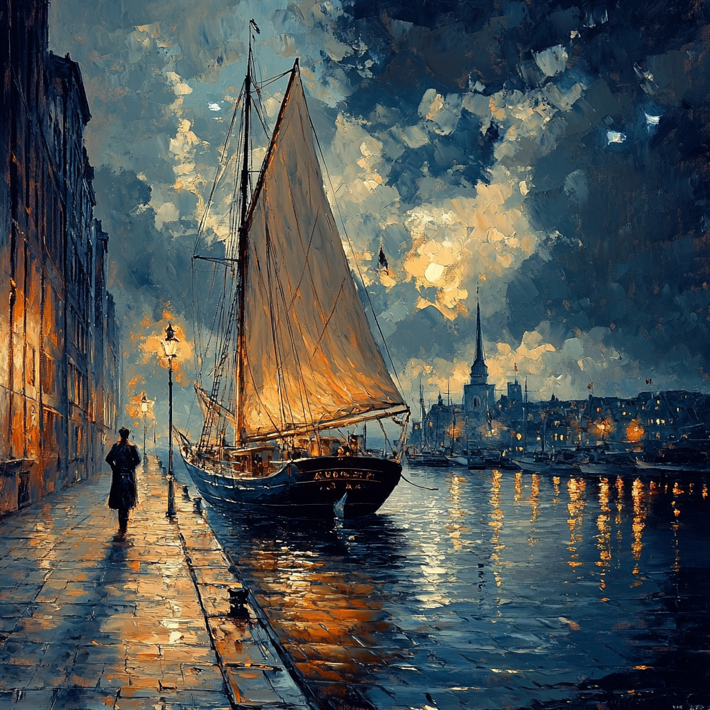 Rembrandt Inspired Harbor At Dusk Numbered painting kits