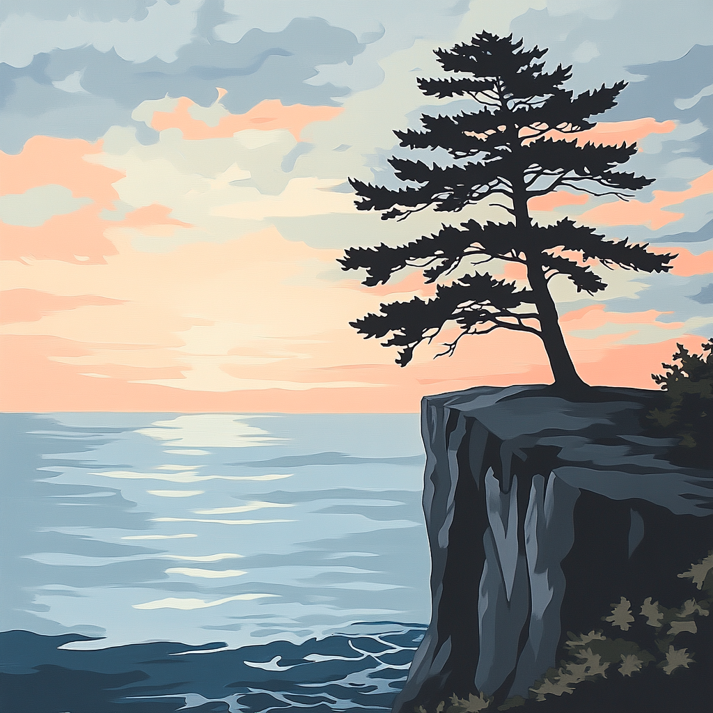 Caspar David Friedrich Inspired Lone Pine On A Cliff Paint by numbers art