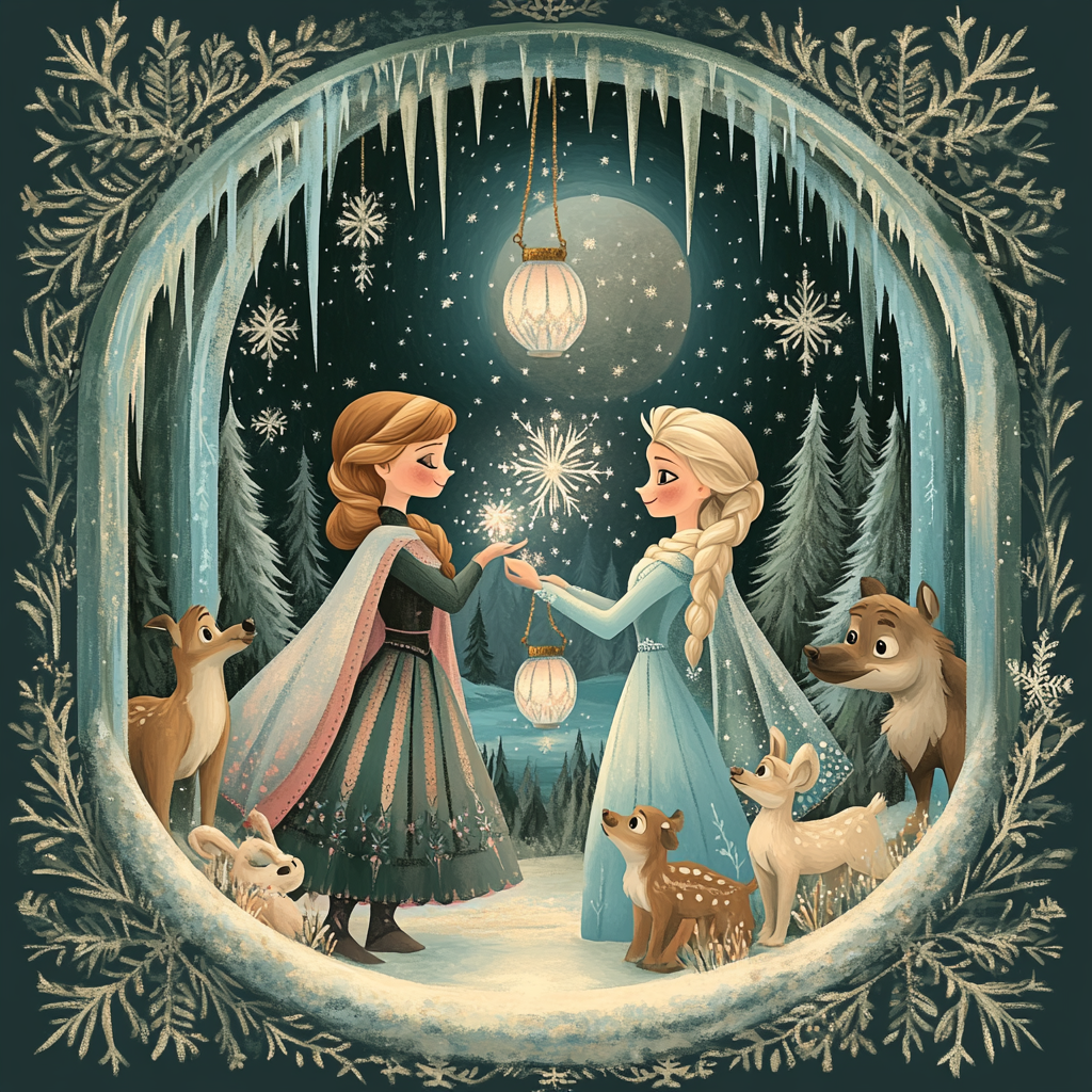 Frozen Friends Carol Night Painting by numbers kit