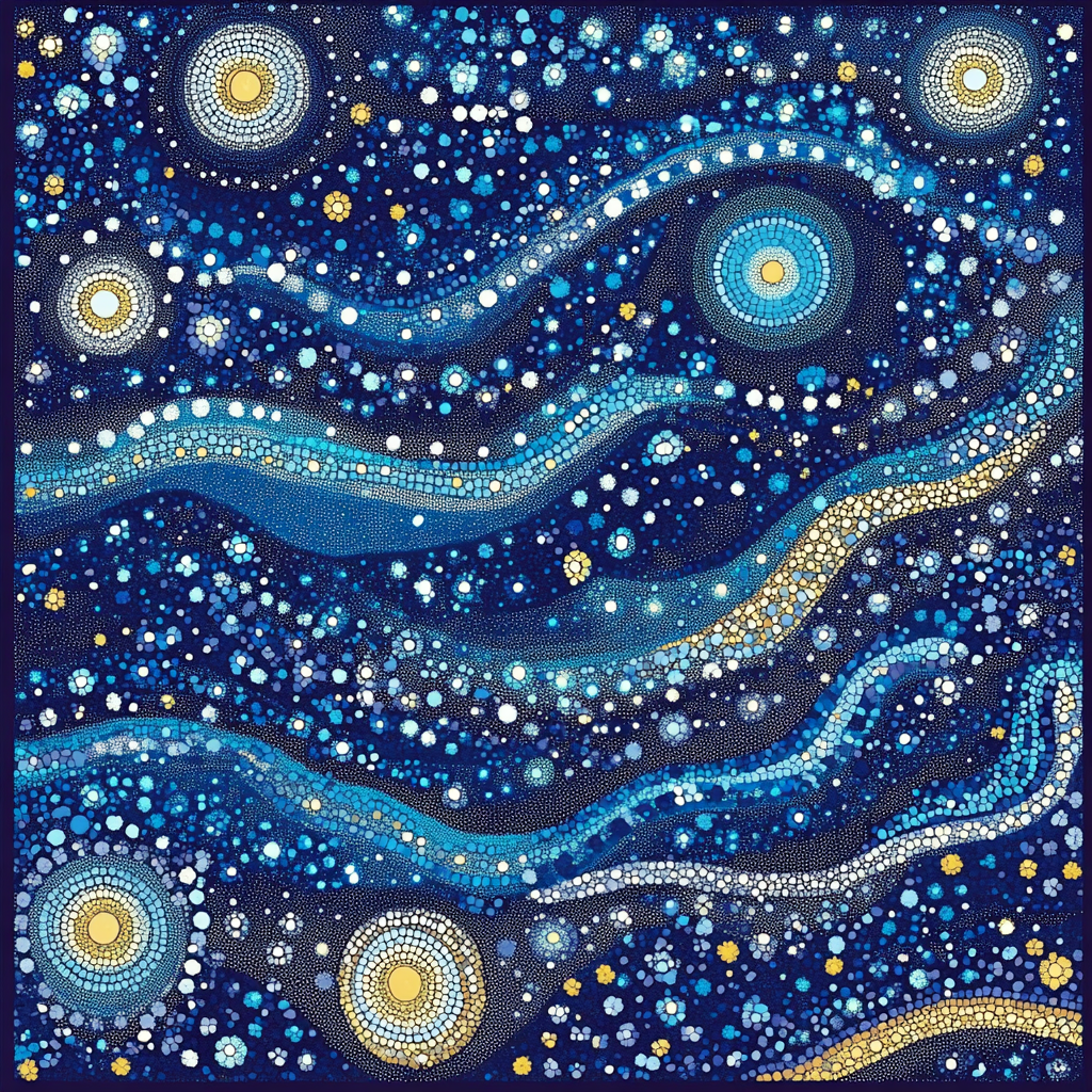 Georges Seurat Inspired Cosmic Mosaic Field paint by color