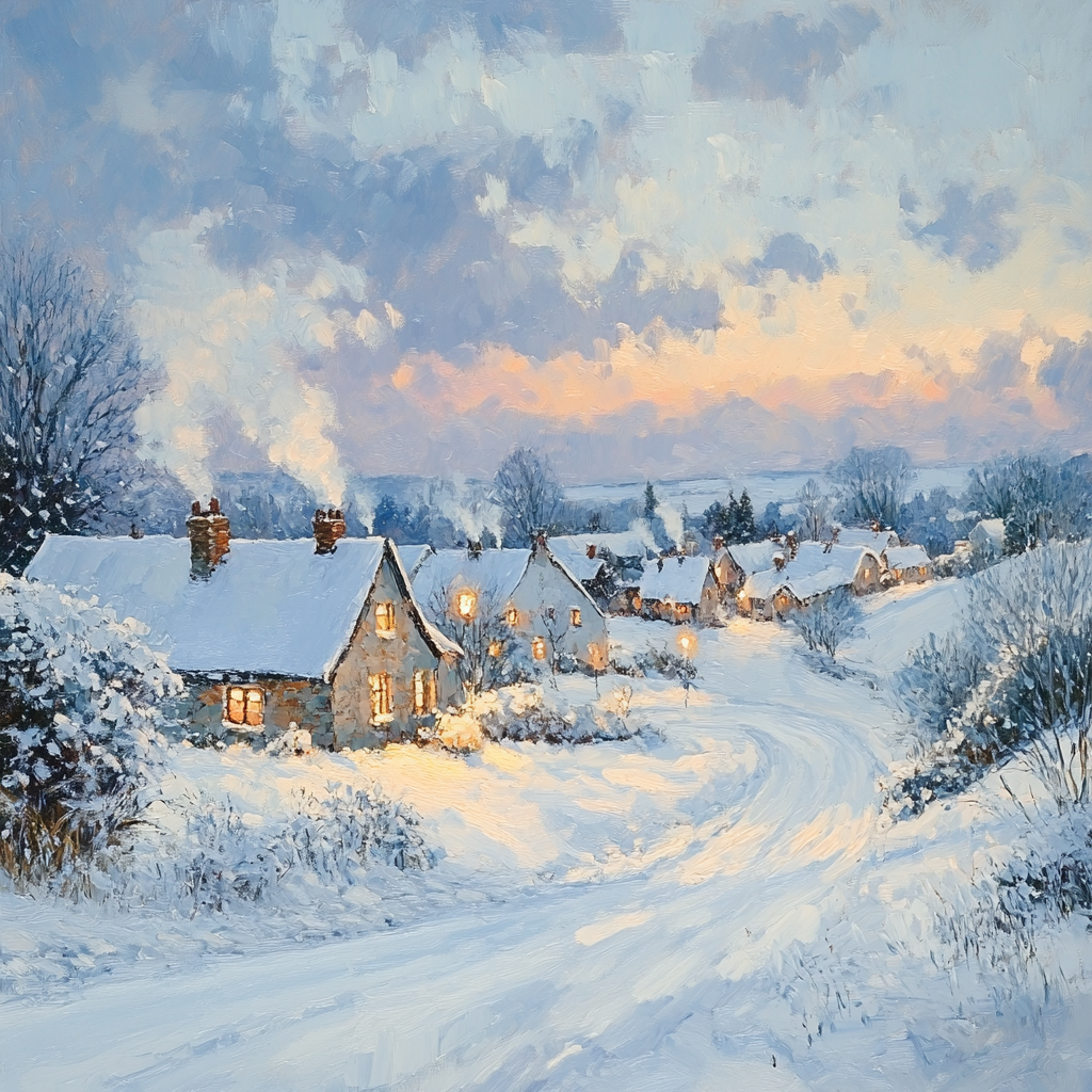 Constable Inspired Snowy Village painting number kit