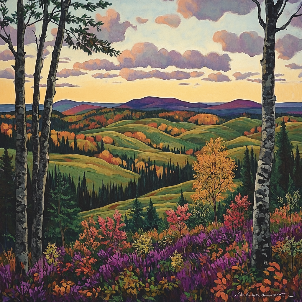 J. E. H. MacDonald Inspired Rhythmic Autumn Hillscape Paint by numbers art