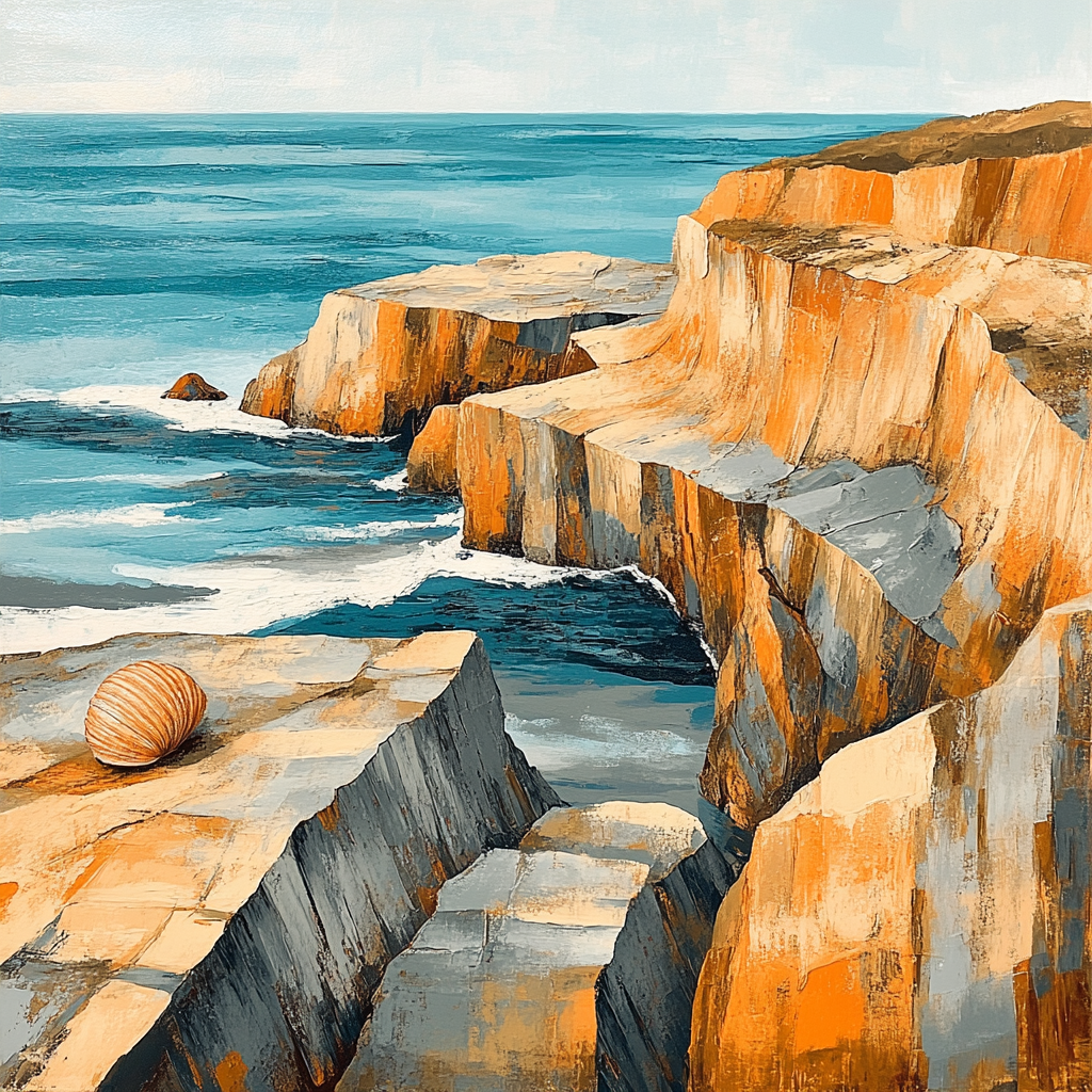 Pablo Picasso Inspired Cubist Ochre Coastline Abstraction paint by numbers
