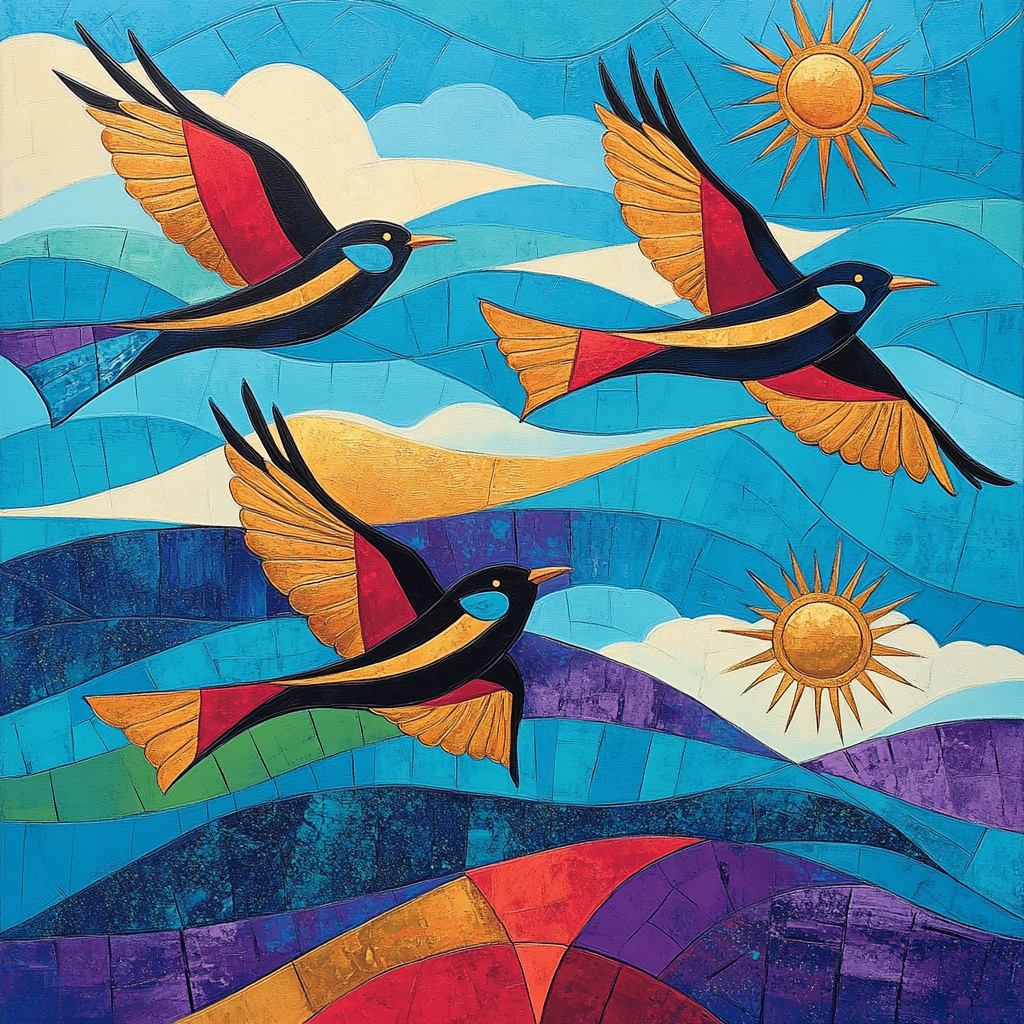 Norval Morrisseau Inspired Birds Of The Northern Sky Song painting number kit