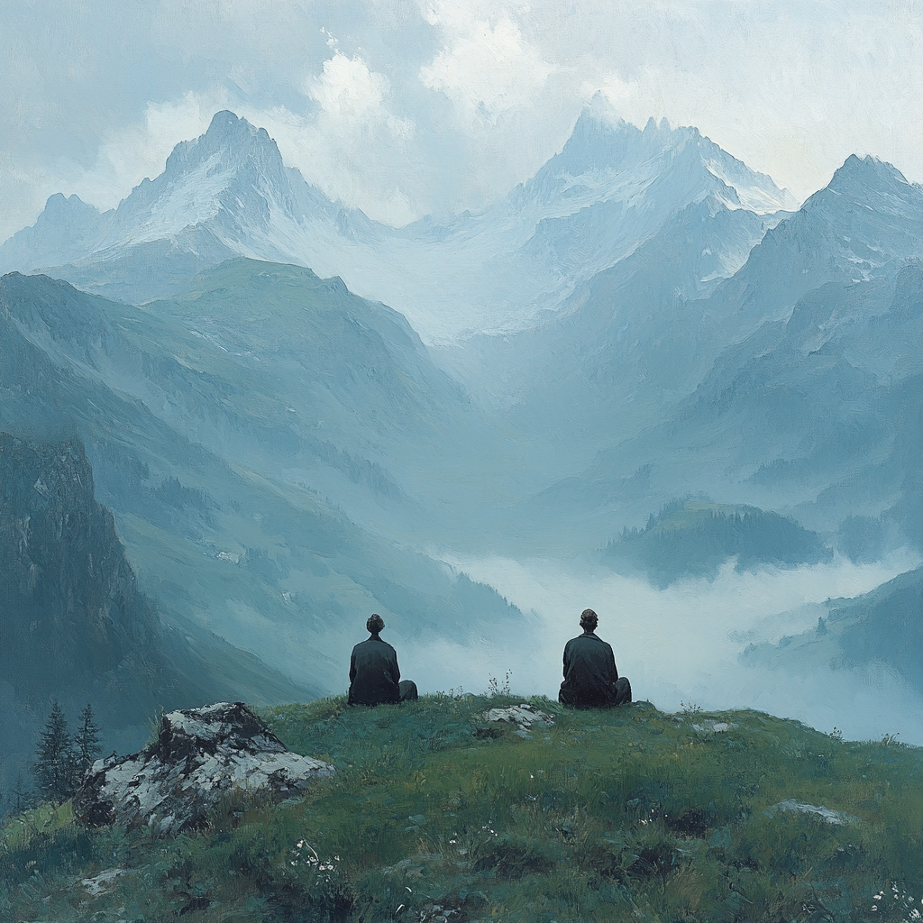 Caspar David Friedrich Inspired Misty Mountains Numbered painting kits