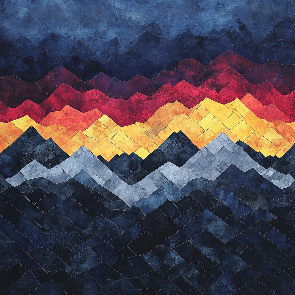 Jean-Paul Riopelle Inspired Thunderstorm Over Abstracted Mountain Range paint by number