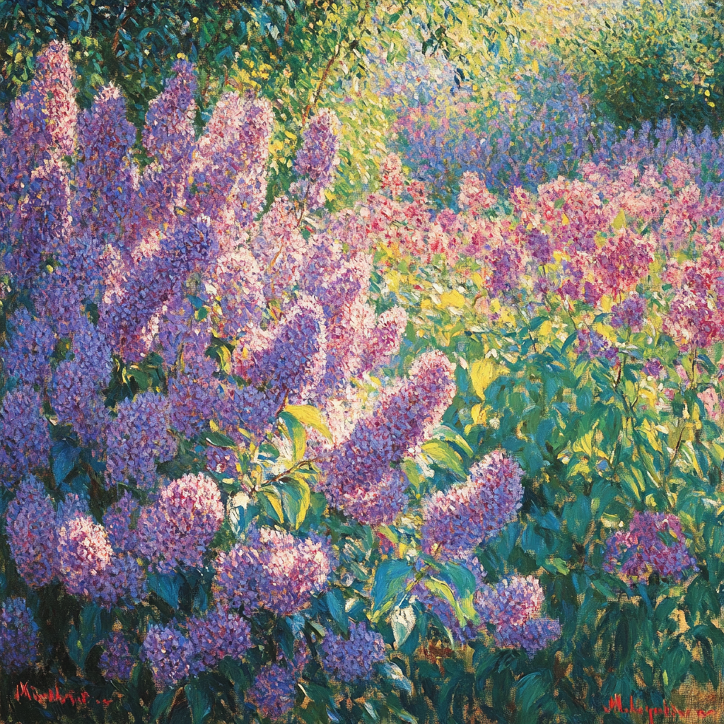 Claude Monet Inspired Lilac Garden In Full Bloom paint by color