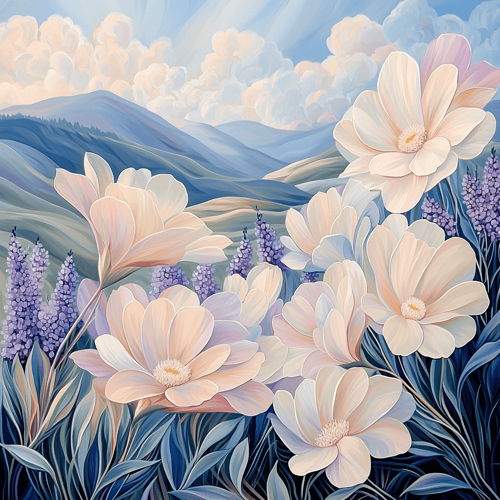 Georgia O'Keeffe Inspired Dreamy Flower Fields Paint By Color