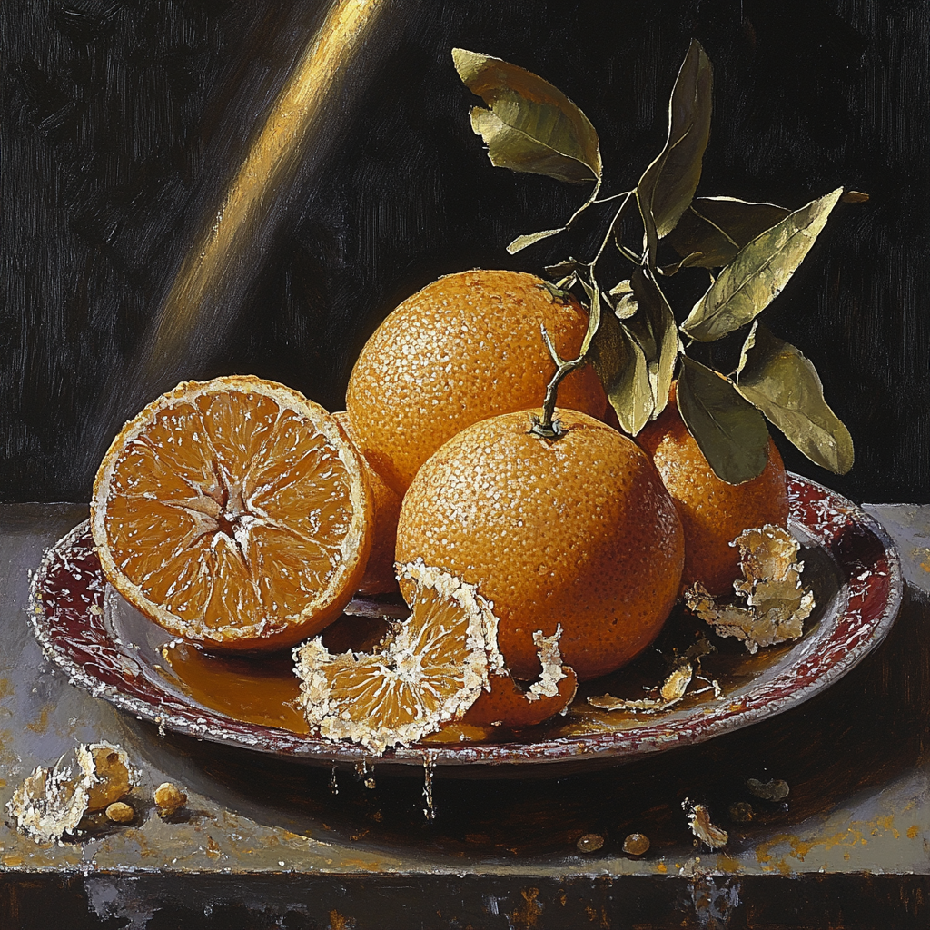 Caravaggio Inspired Overripe Citrus Tableau paint by color