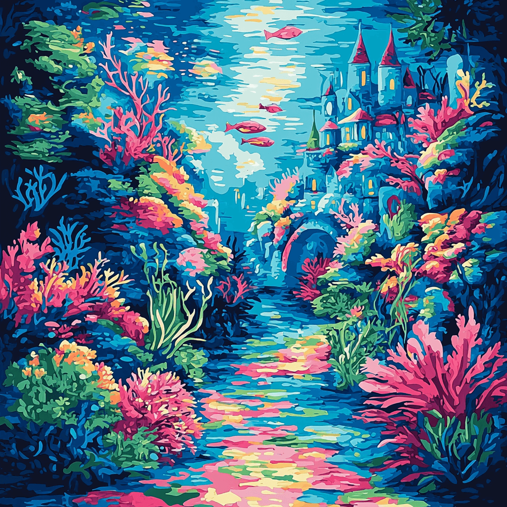 Marc Chagall Inspired Oceanic Fantasy Realm Number Painting