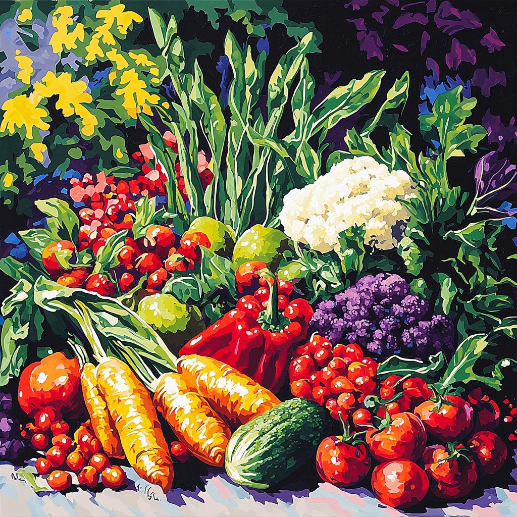 Gauguin Inspired Vibrant Vegetable Medley Painting Number Kit